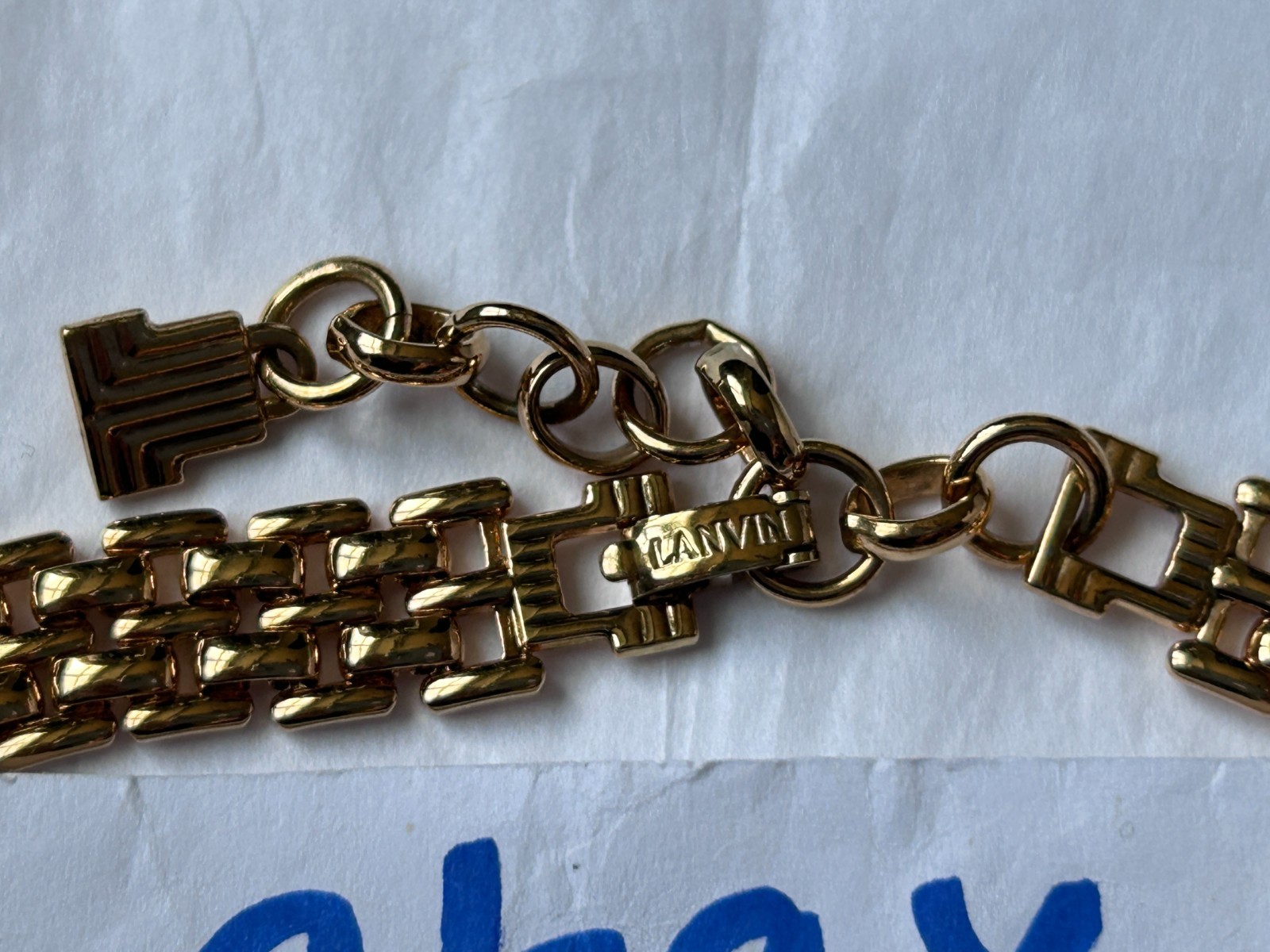 Vintage LANVIN Germany Silver Gold Couture Chain Collar Necklace