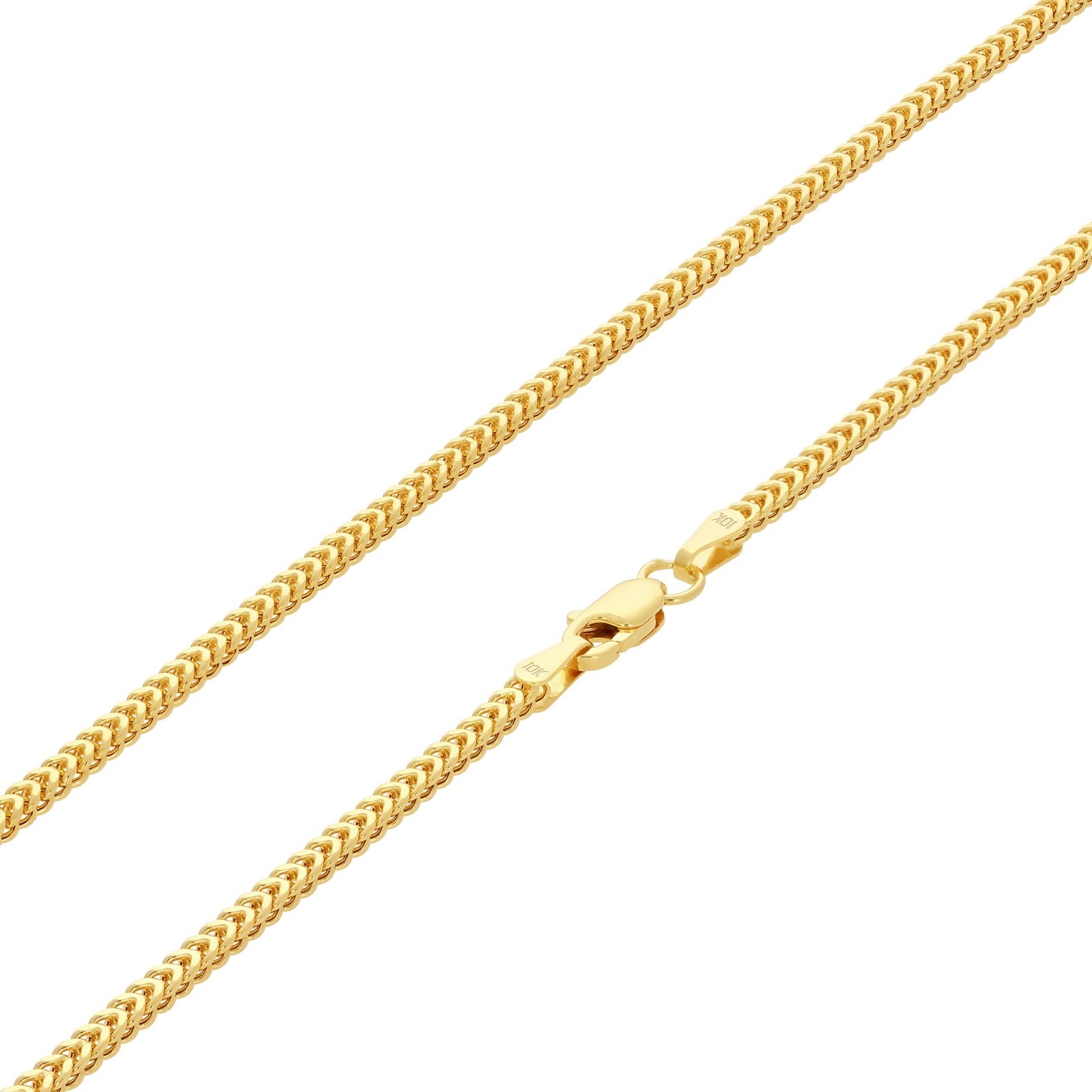 10K Yellow Gold 1.5mm-6mm Franco Square Box Chain Necklace Mens Womens 16″- 30″