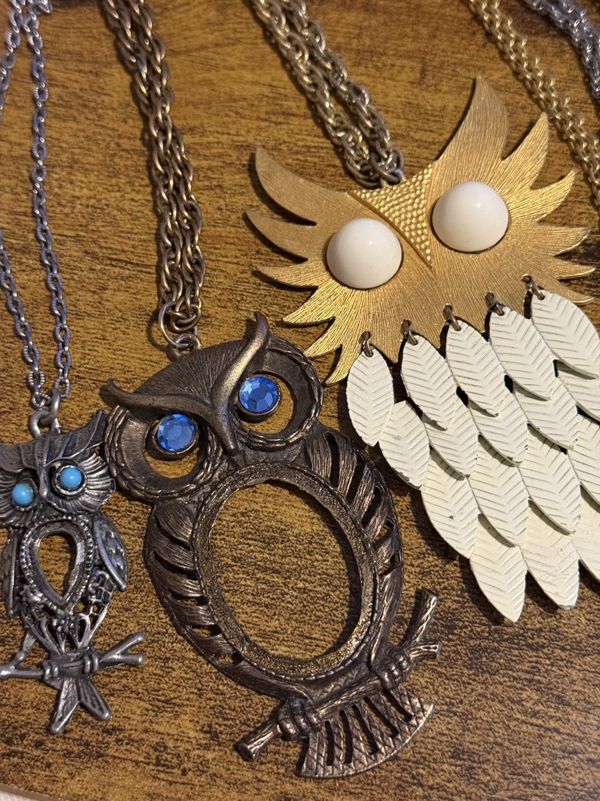 Vintage 1970s Owl Necklace Lot (11) Boho Retro Statement pieces