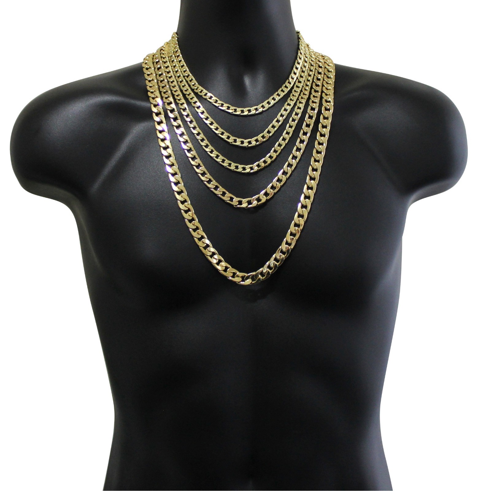Mens Miami Cuban Link 14k Gold Plated Necklace 16″- 30″ Chain