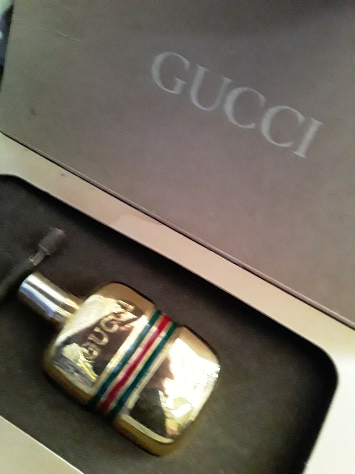 GUCCI SHERRY LINE PERFUME BOTTLE GOLDTONE FLASK