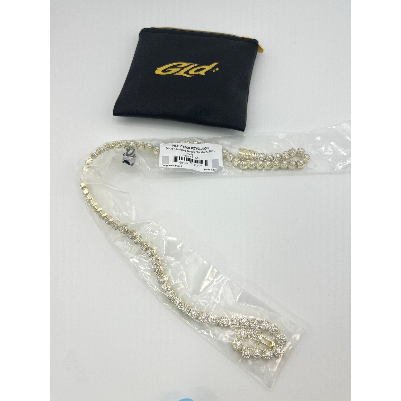 GLD Women’s Micro Clustered Tennis Necklace 20″ Yellow Gold Finish