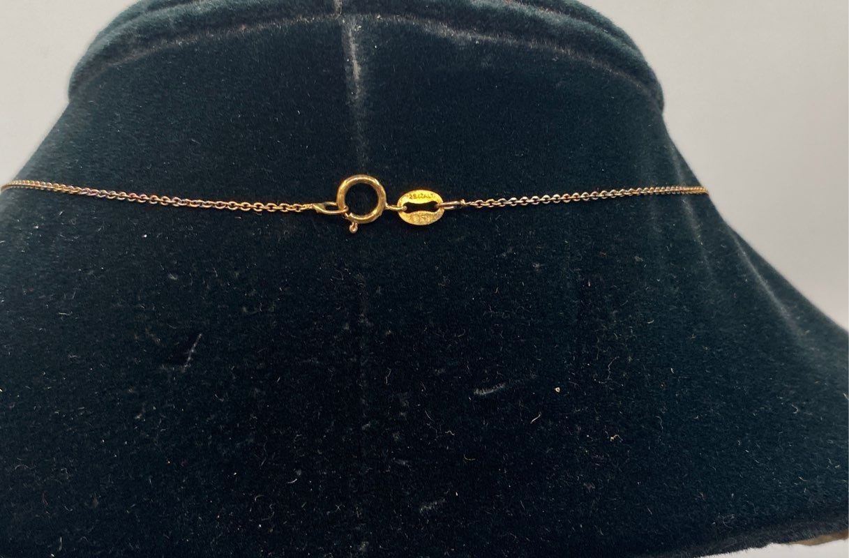 18K Gold Vermeil 925 Sterling Silver Diamond Curved Wave Bar Necklace 18.5″