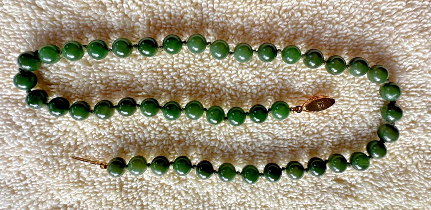 8mm Round Genuine Natural Green Jade Stone Women’s Necklace Jewelry Choker 18″