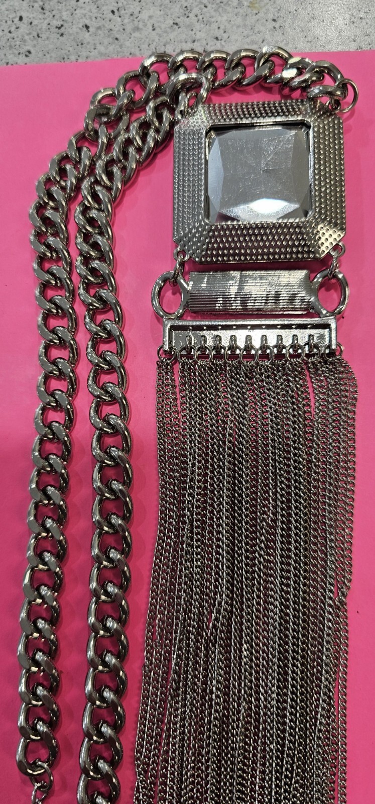 SIGNITURE SERIES long metal chain necklace silver tone 7.05 oz, 22″ Excellent co