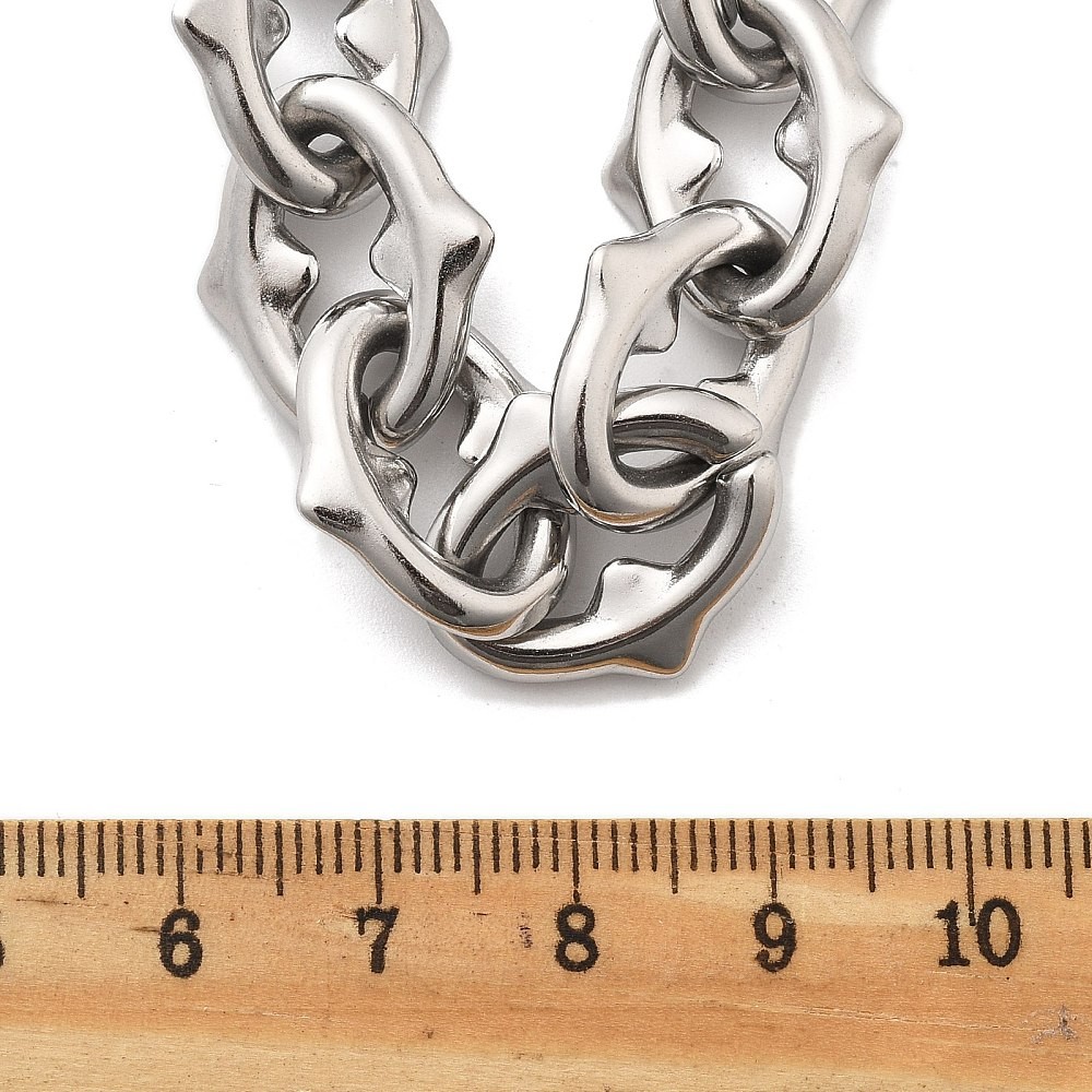 Chain Necklace Stainless Steel Oval Link Chain Silver 18.46 in Men Women N109