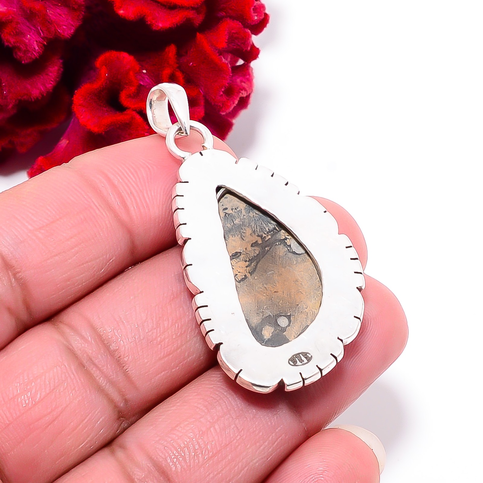 Honey Dendritic Opal – Mexico 925 Sterling Silver Pendant 2.03″ P102143