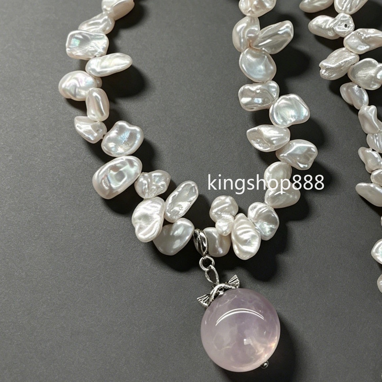 Natural Keshi Petal Mini Baroque Pearl Necklace Crystal Quartz Pendant Necklace