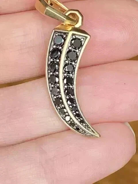 2Ct Round Cut Lab Create Black Diamond Claw Men’s Pendant 14K Yellow Gold Plated