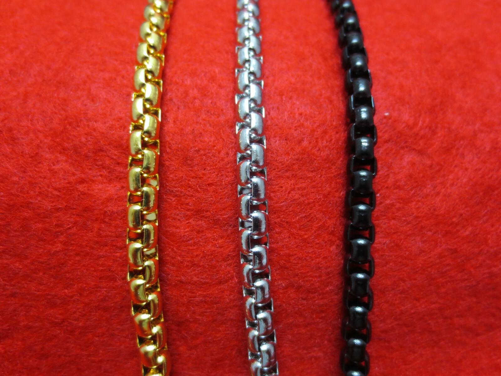 7″-60″ STAINLESS STEEL GOLD,SILVER,BLACK PLATED 5MM SMOOTH BOX ROUND ROPE CHAIN