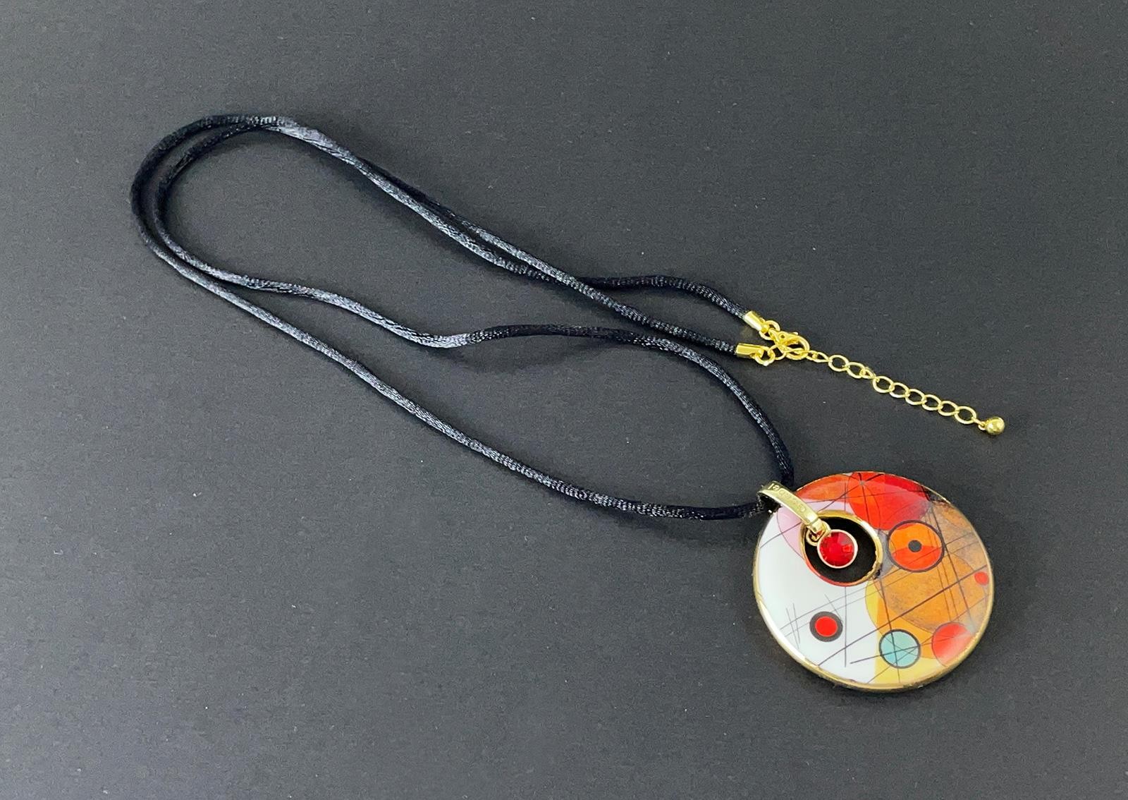 VINTAGE GOEBEL ARTIS ORBIS KANDINSKY PORCELAIN ART PENDANT NECKLACE GERMANY
