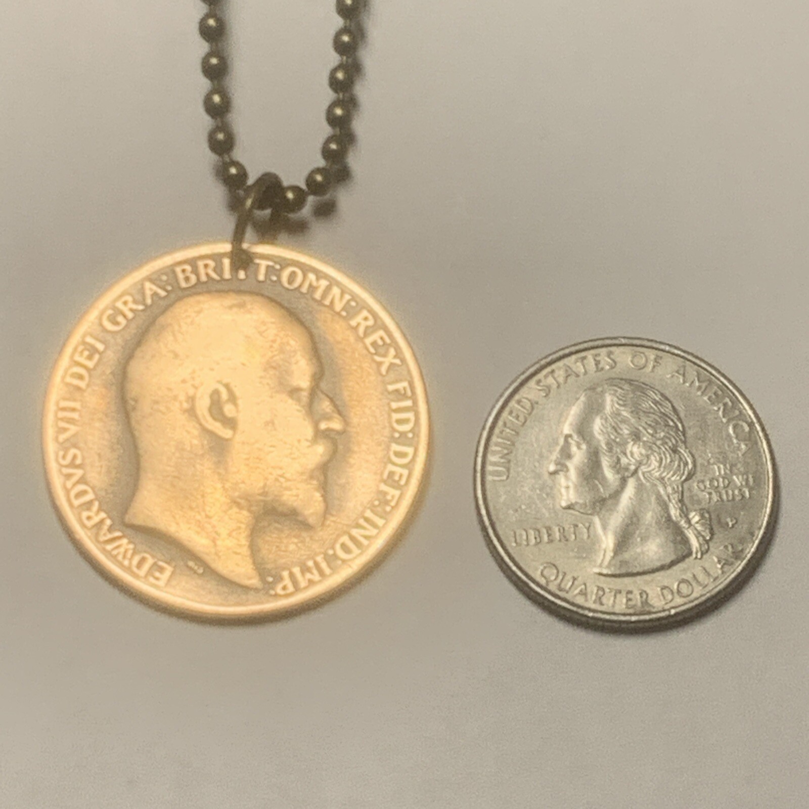1910 UK Coin Pendant British London. 1 Penny – Edward VII Antique Coin.
