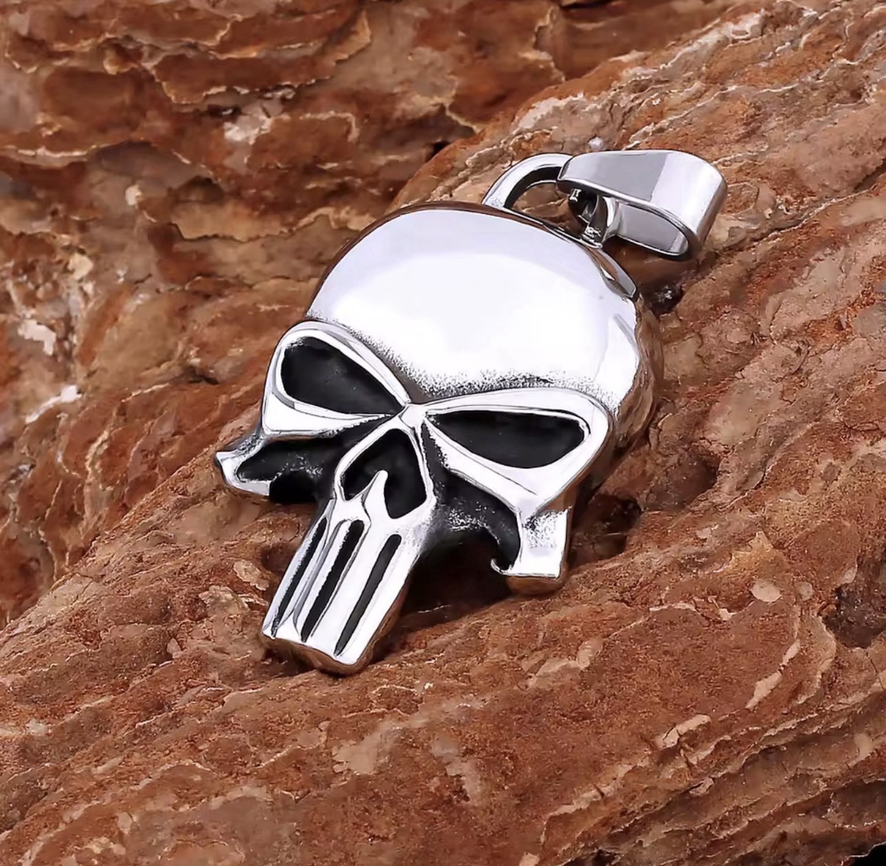 Men’s stainless steel mask necklace, skull pendant, 60cm