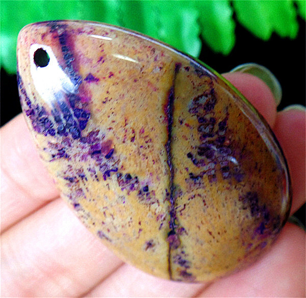 47x31x7mm Purple&Brown Chrysanthemum Coral Teardrop Healing Pendant Bead EA89903