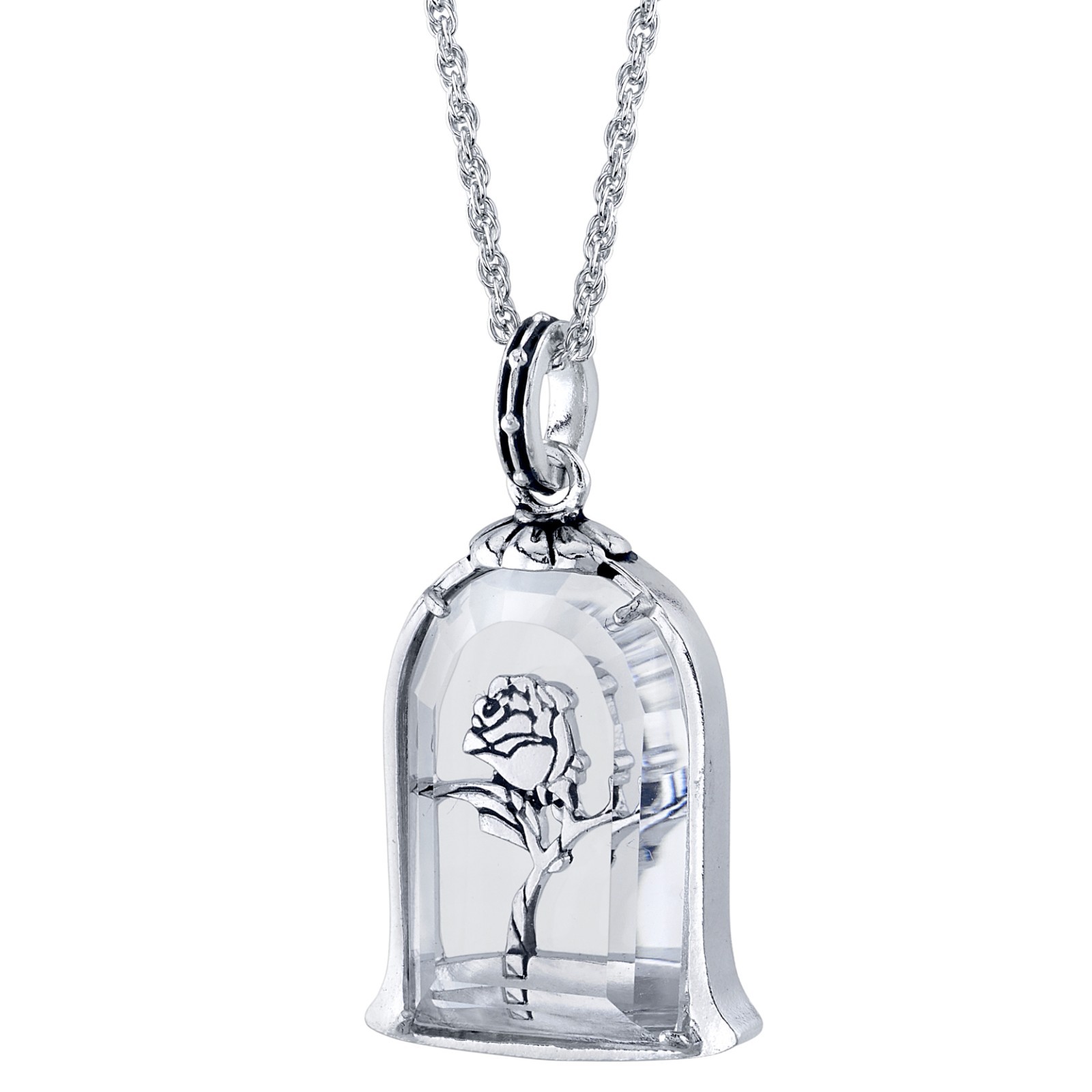 Disney X RockLove Beauty and the Beast Enchanted Rose Intaglio Pendant – Silver