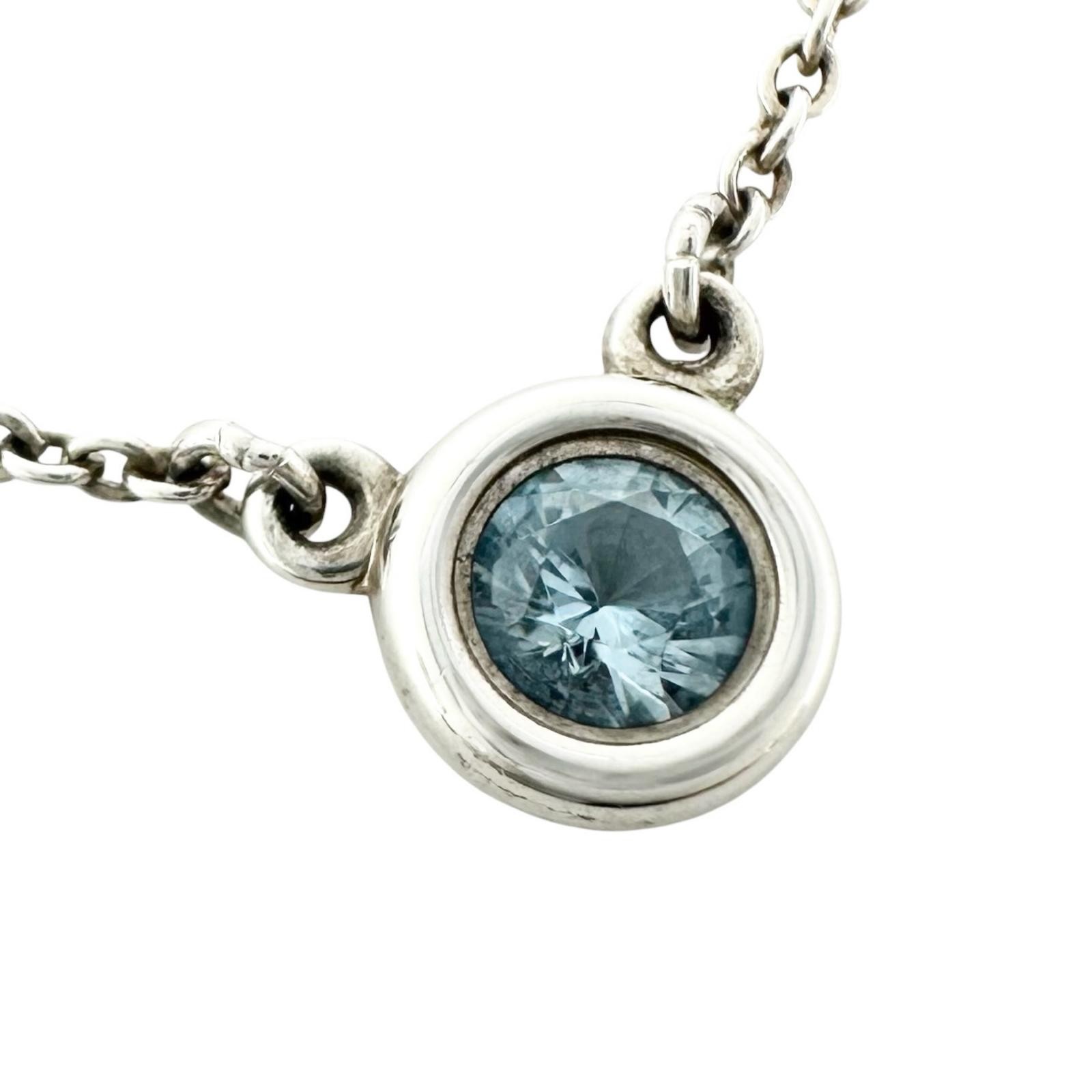 TIFFANY&Co. Elsa Peretti Color by the Yard Pendant Necklace Silver925/Aquama…