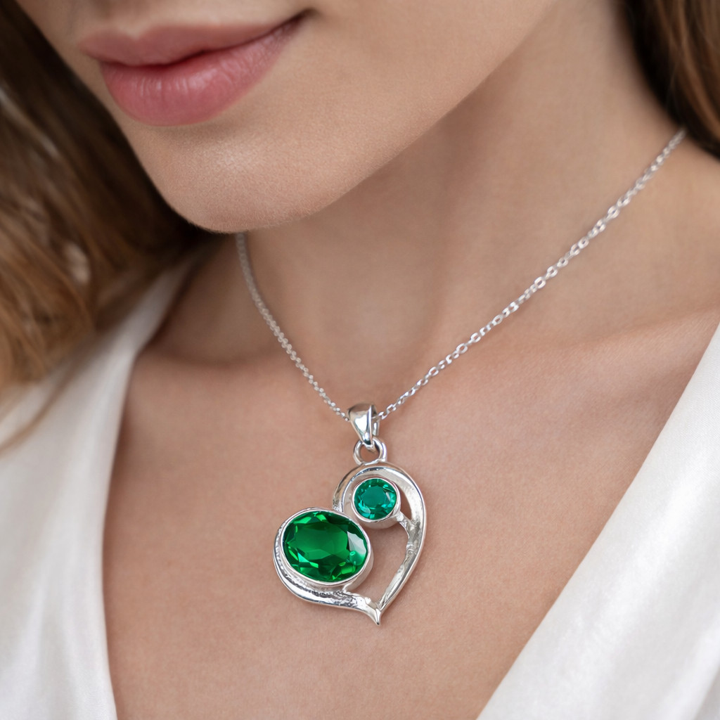 Oval Cut Green Emerald Gemstone 925 Silver Womens day Bezel May Pendant Jewelry