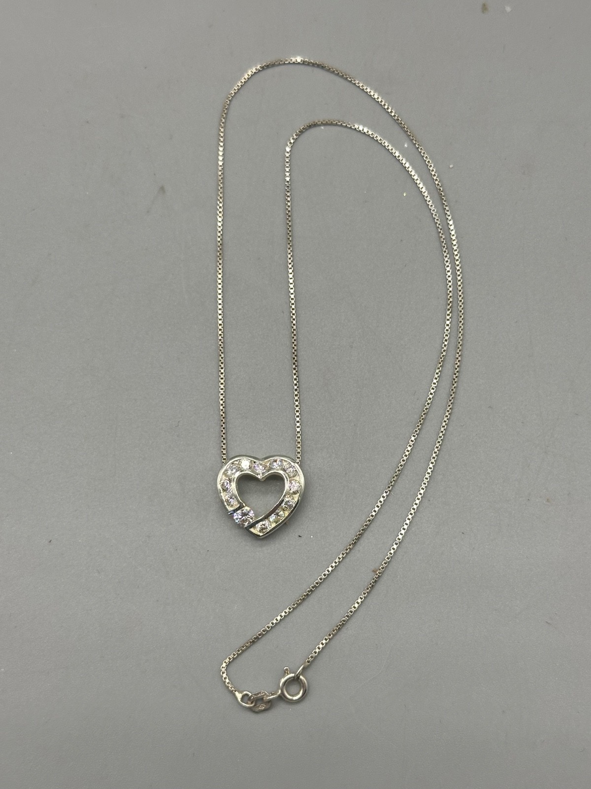 Sterling Silver 925 Italy Heart Pendant and Cubic Zirconia 18″ Jewelry Necklace