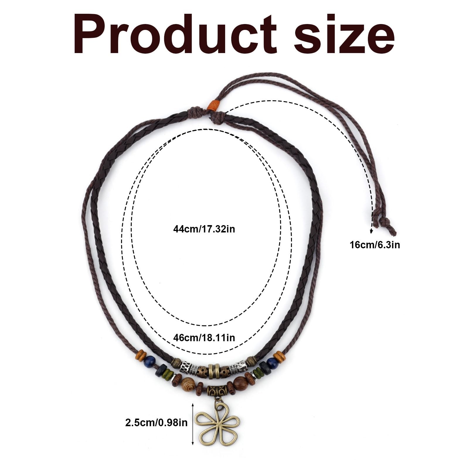 Mikovivi MultiLayer Boho Wood Bead Necklace, Bohemian Hollow Flower Pendant N…