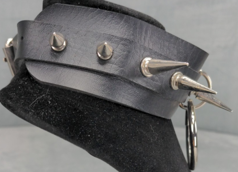 Gothic Spike Necklace Choker Faux Leather Punk Collars Black Emo Lot Of 2
