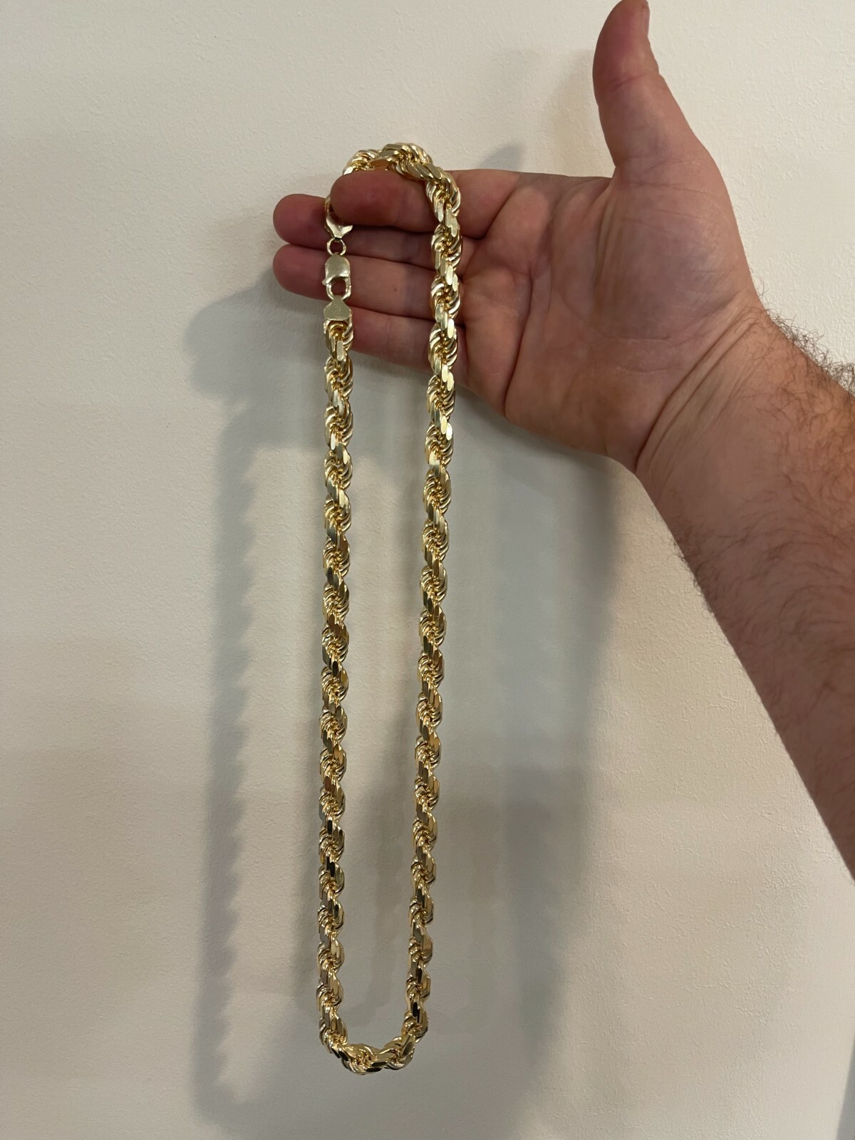 11mm Thick Mens Rope Chain 14k Gold Over Real Solid 925 Sterling Silver Necklace