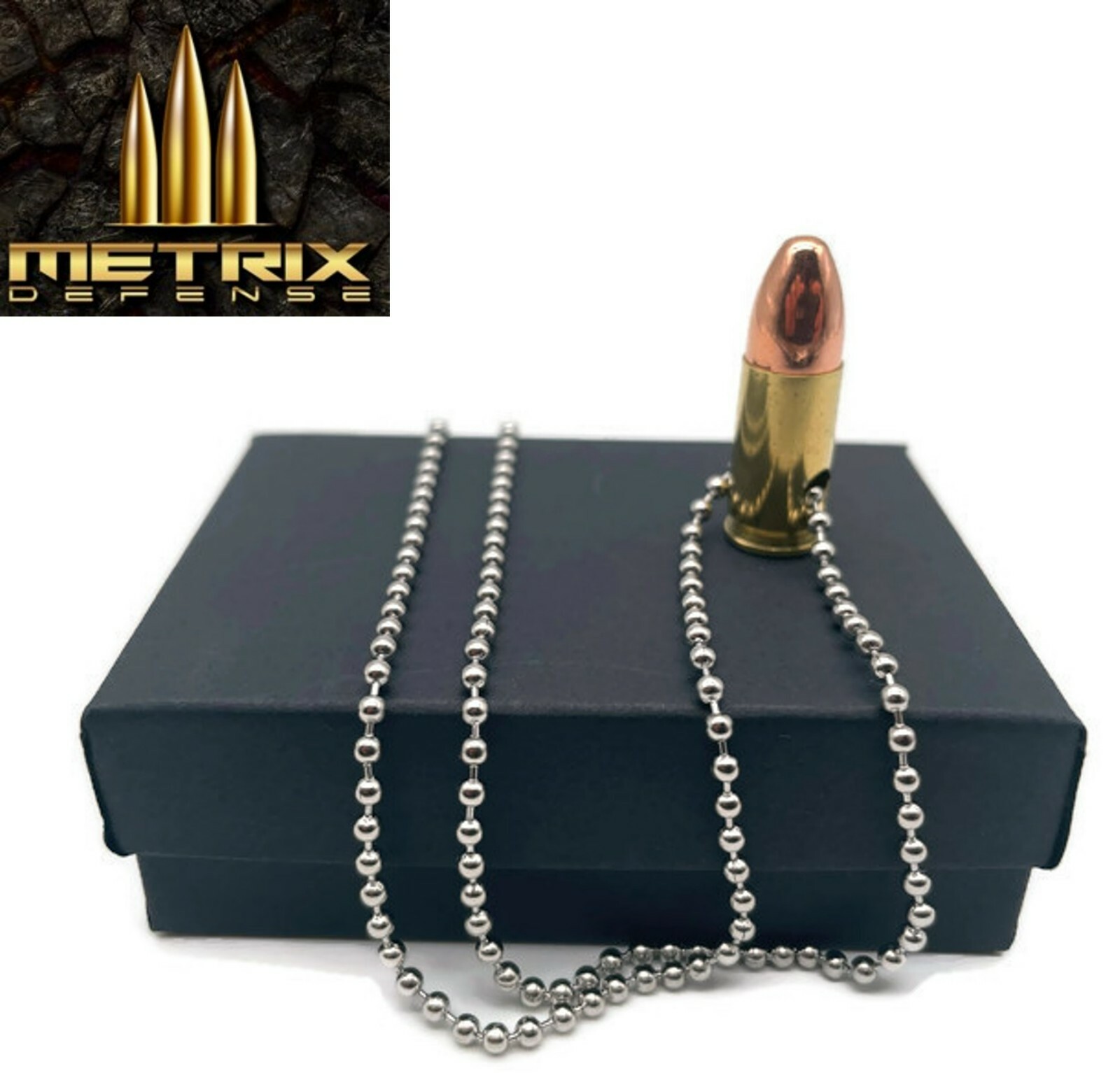9mm necklace bullet Luger necklace snap cap bullet bead chain pendant dog tag