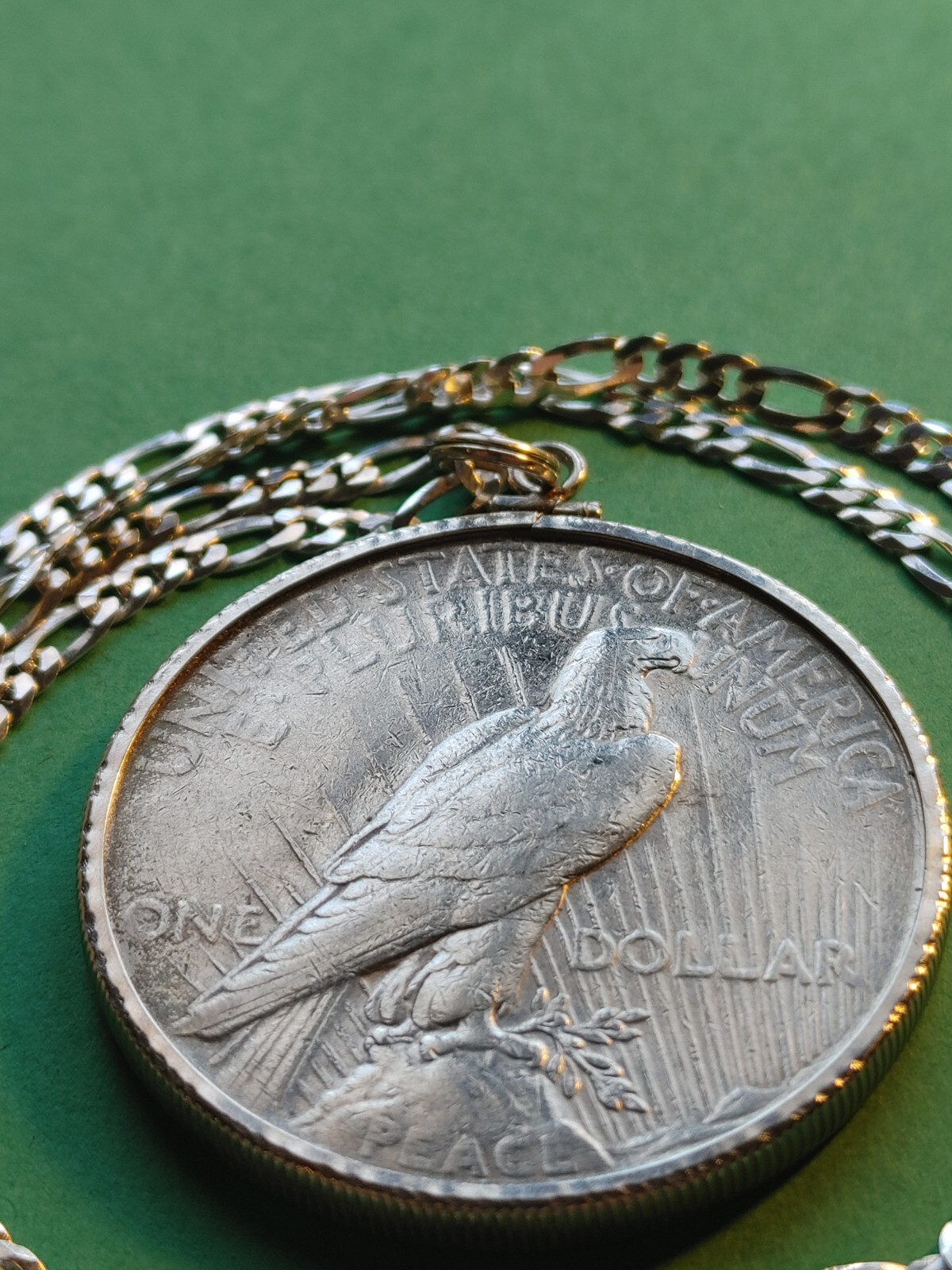 1922 Peace Liberty 900 SILVER DOLLAR Pendant 22″ 925 STERLING Chain & GIFT BOX