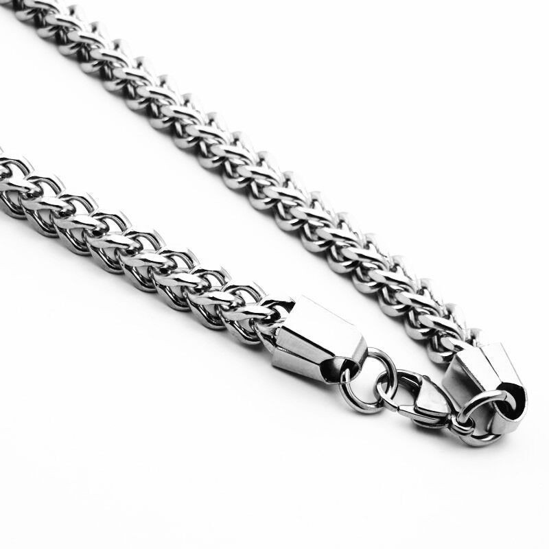 Gold Silver 2.5-8mm Man Woman Stainless Steel Wheat Braided Foxtail Franco Chain