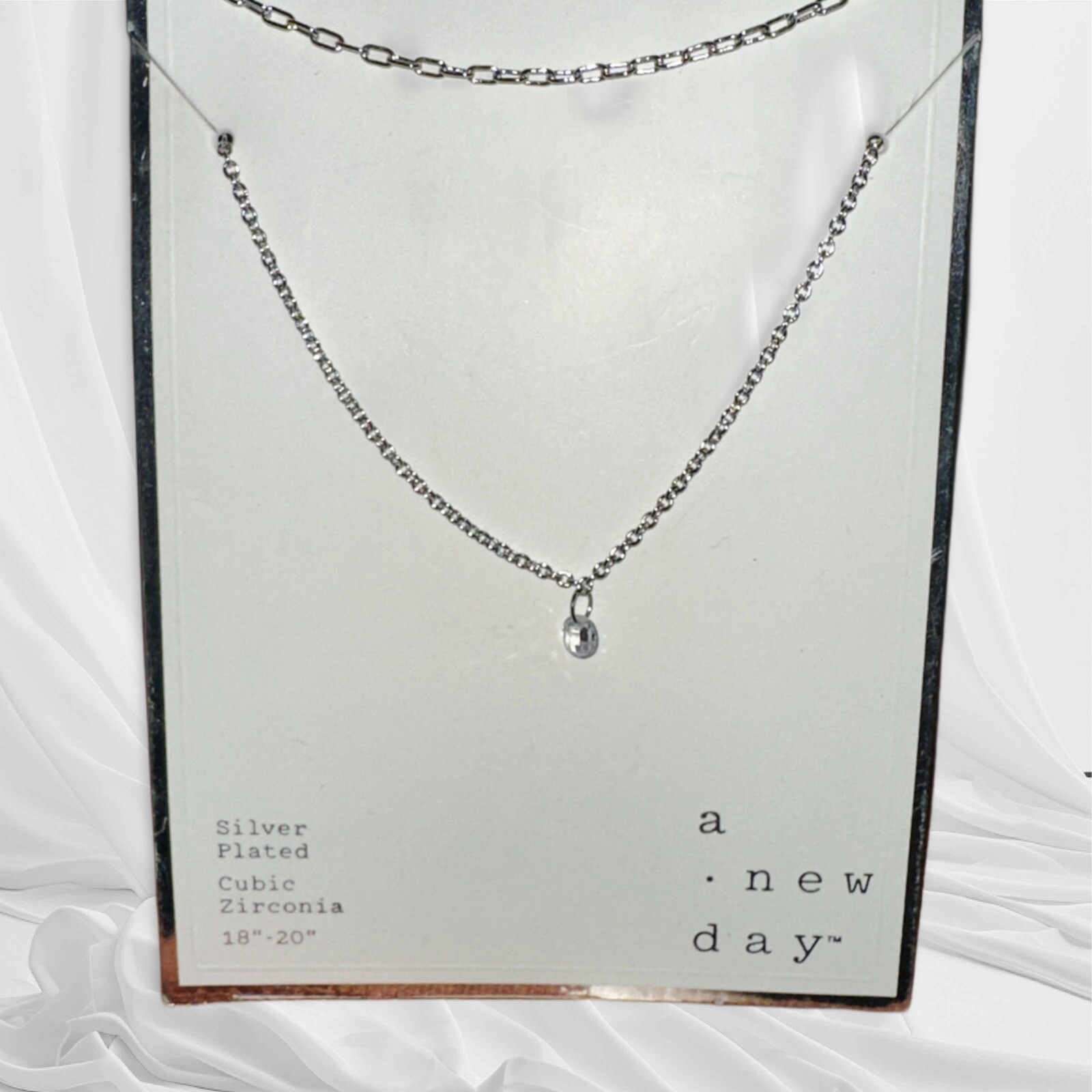 A new Day ~ 18”-20” Silver Plated, Cubic Zirconia Necklace 18-20 in ~ Silver Col