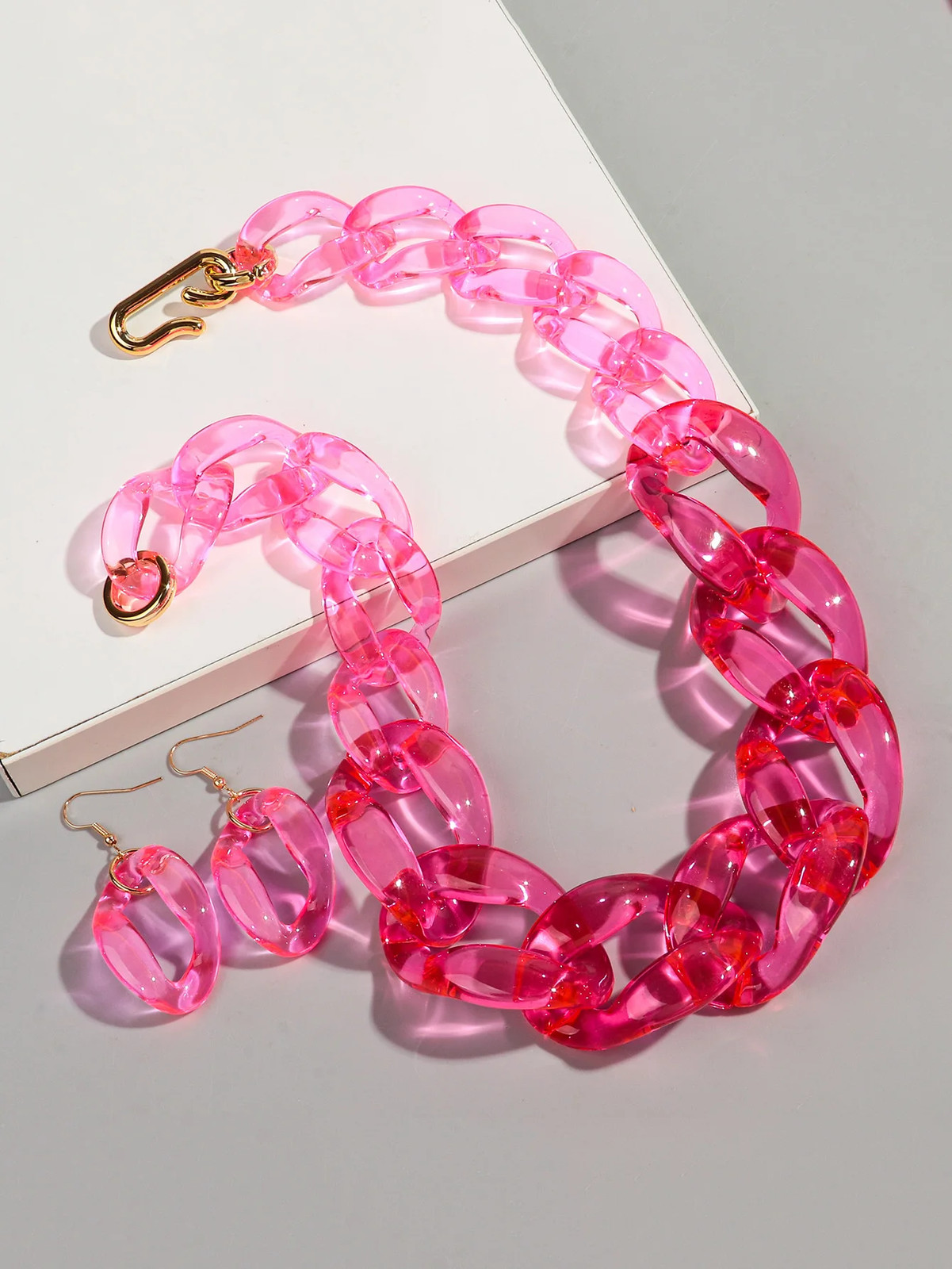 Acrylic Link Chain Necklace Chunky Statement 50cm Party Collar Women Jewelry