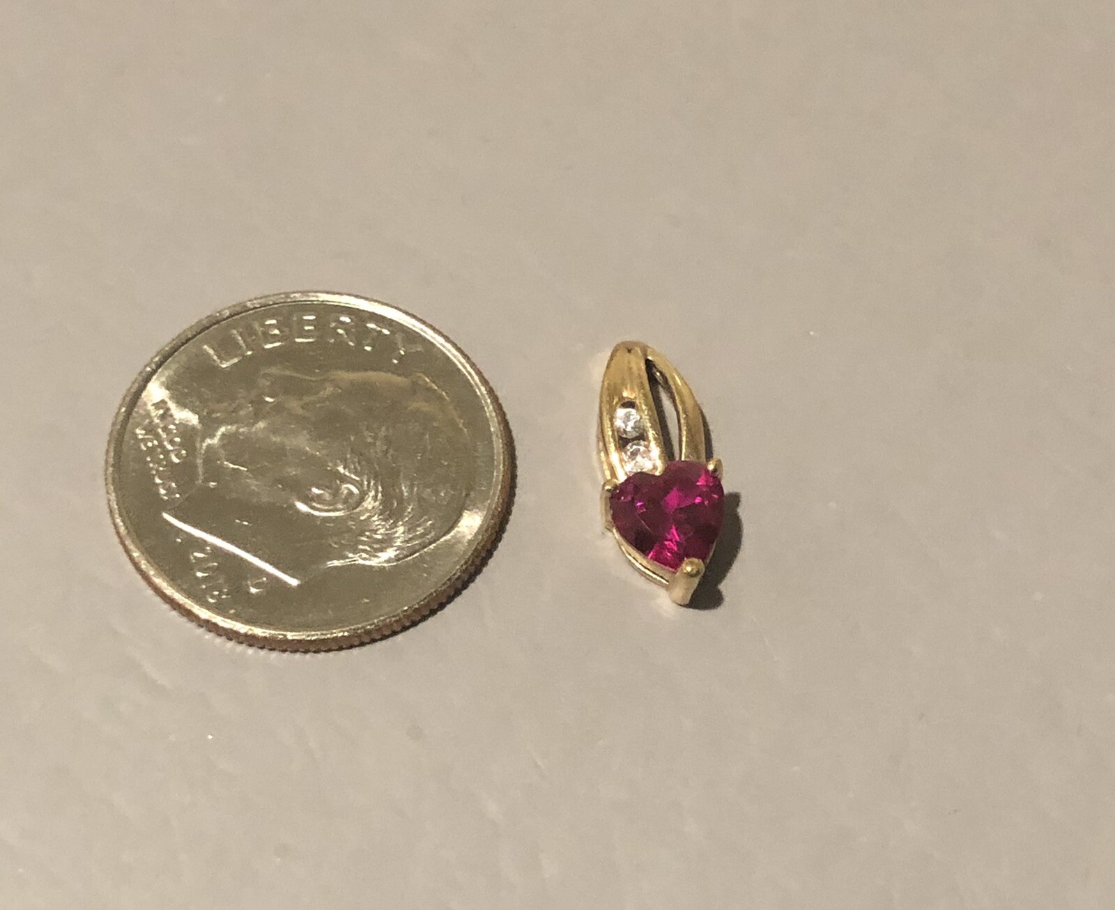 NWOT 10k Yellow Gold CZ Ruby Pendant