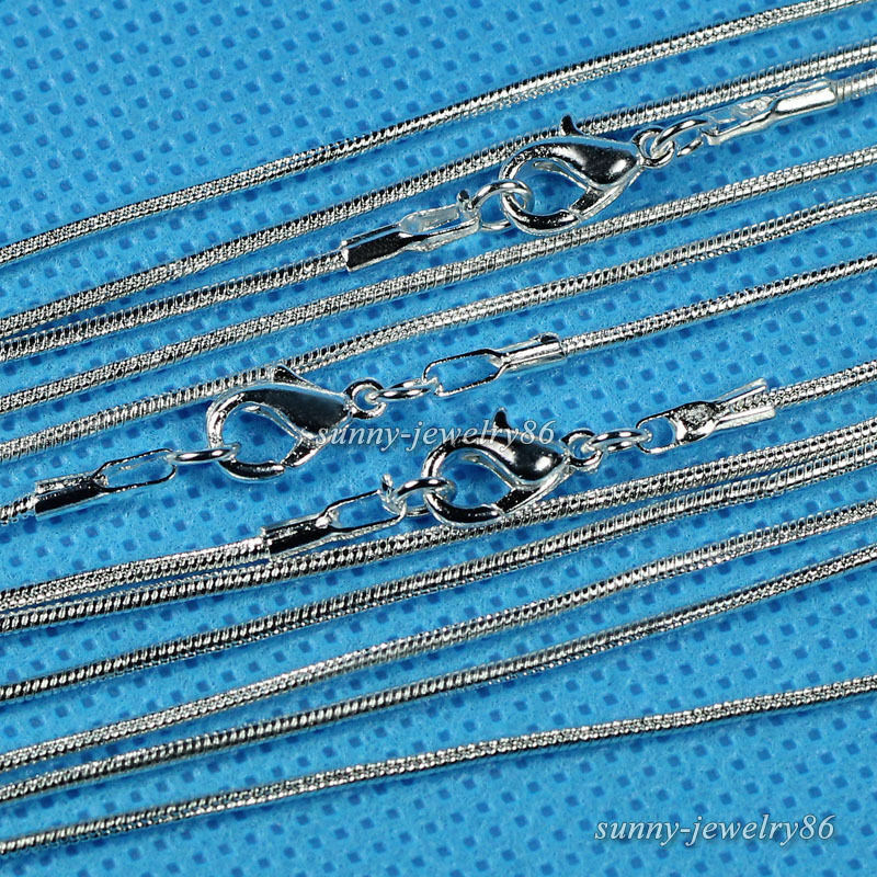 Wholesale 10pcs/20pcs Silver Plated 1.2mm Snake Chain Necklace 16″,18″,20″,24″