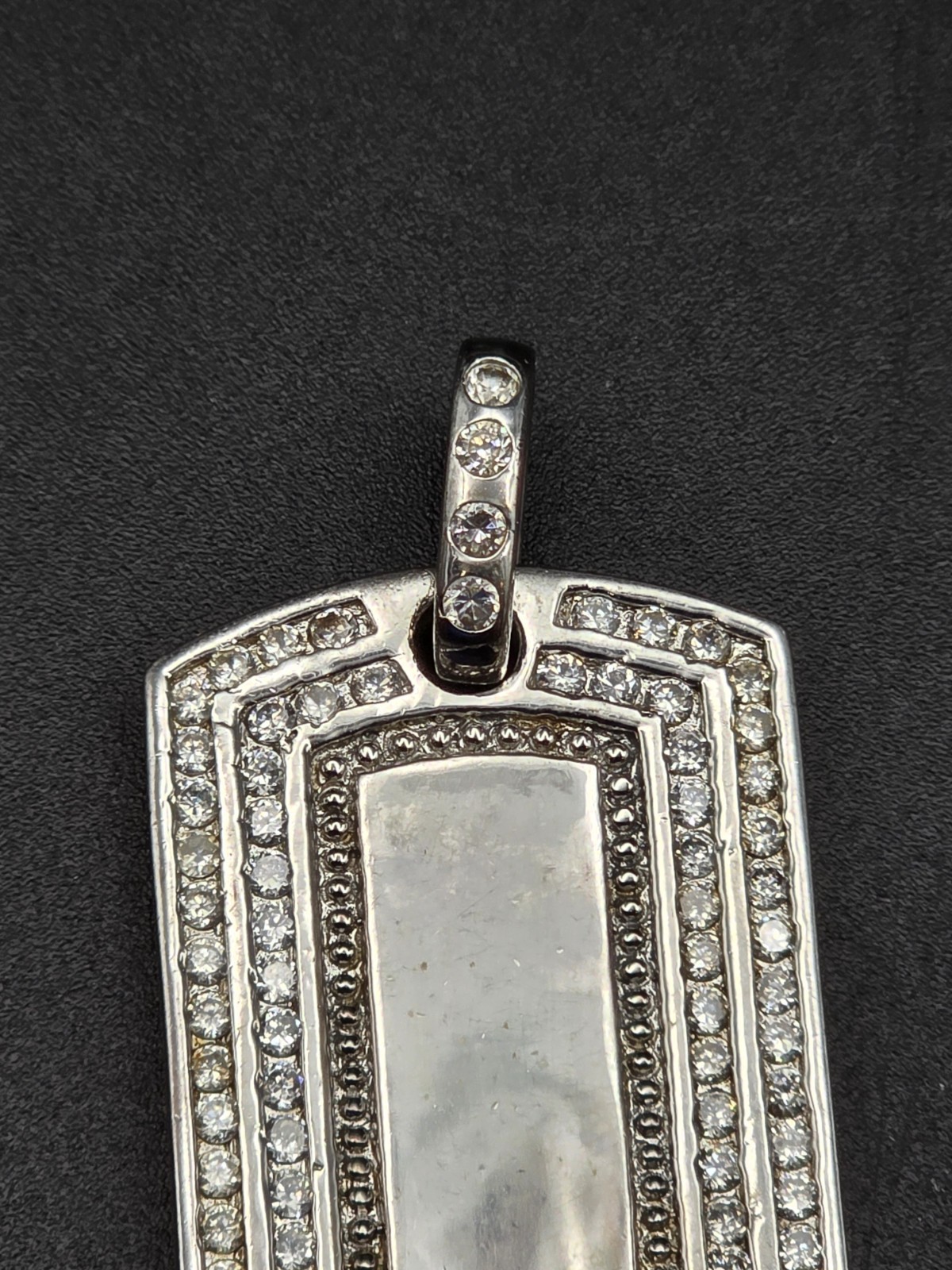 Silver Dog Tag Charm Necklace Pendant .925