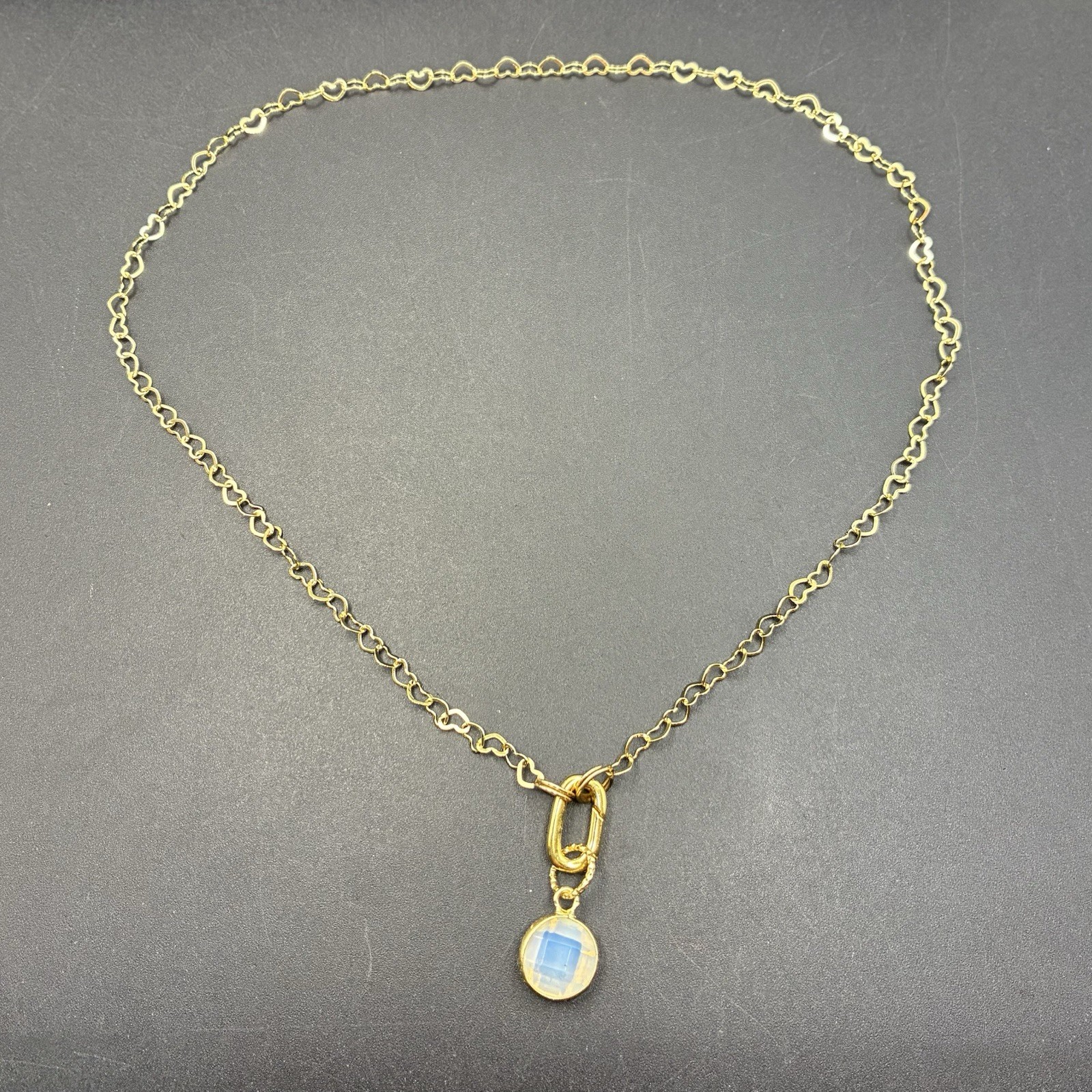 Sparkling 14k Gold Filled Heart Chain with Alluring GF Opalite Pendant Necklace
