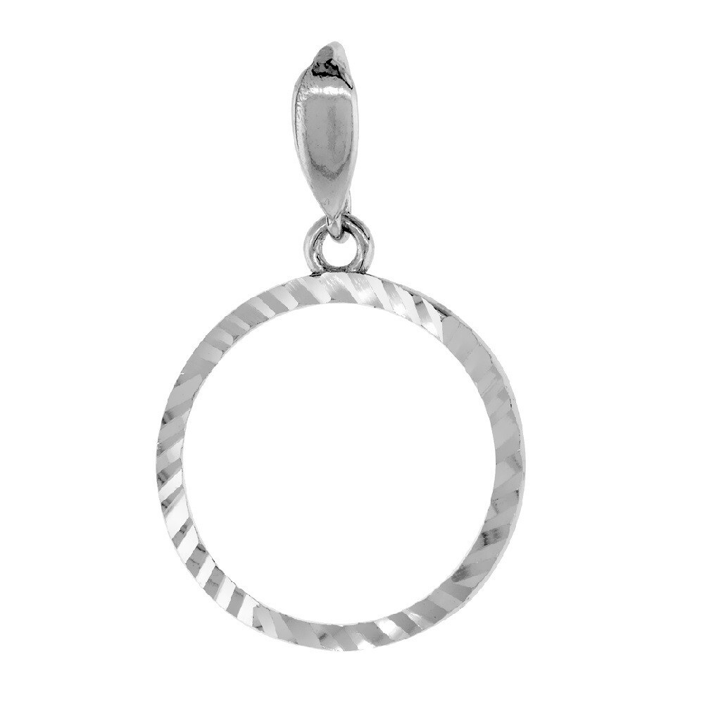 19 mm Sterling Silver 1 Cent Coin Prong Back Bezel Pendant, Box Chain