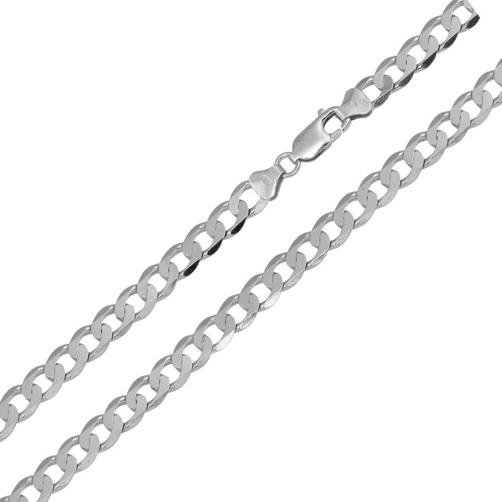 Sterling Silver Rhodium Finish 4.8mm Cuban Curb Link Chain Necklace, Made Italy