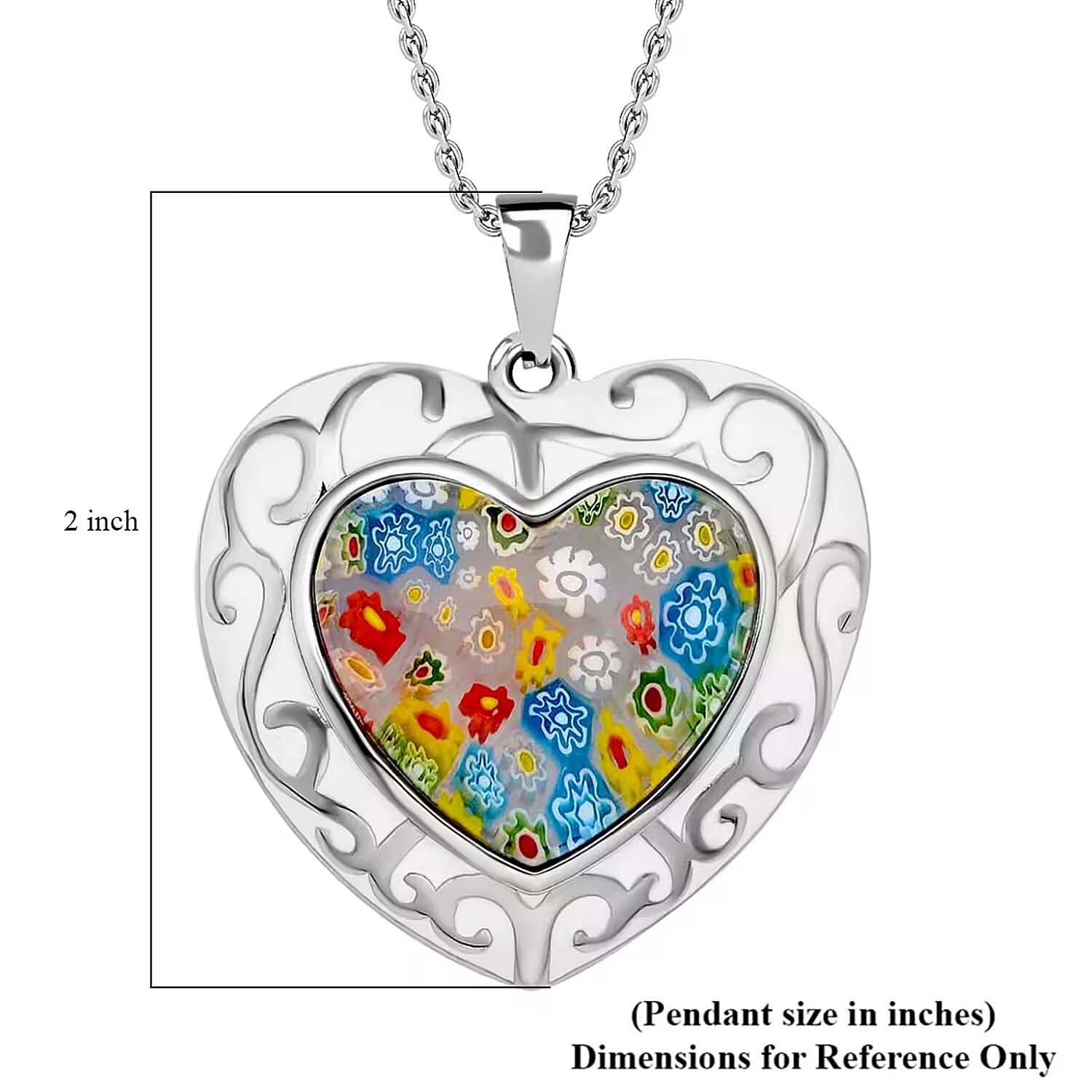Glass Stainless Steel Heart Pendant Cross Necklace for Women Jewelry Gift 20″
