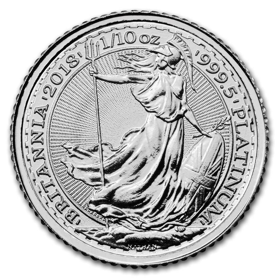 2018 Great Britain 1/10 oz Platinum Britannia BU Coin 14K Gold Necklace NEW