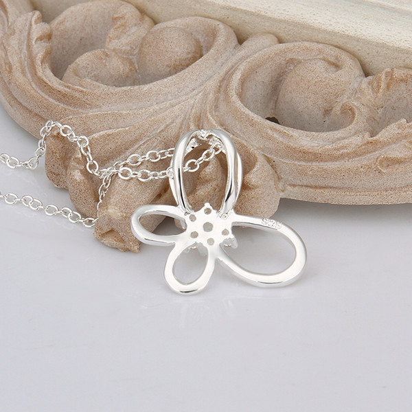 Classic 925 Sterling Silver Filled SF Flora CZ Pendant Necklace N-A648 Gift