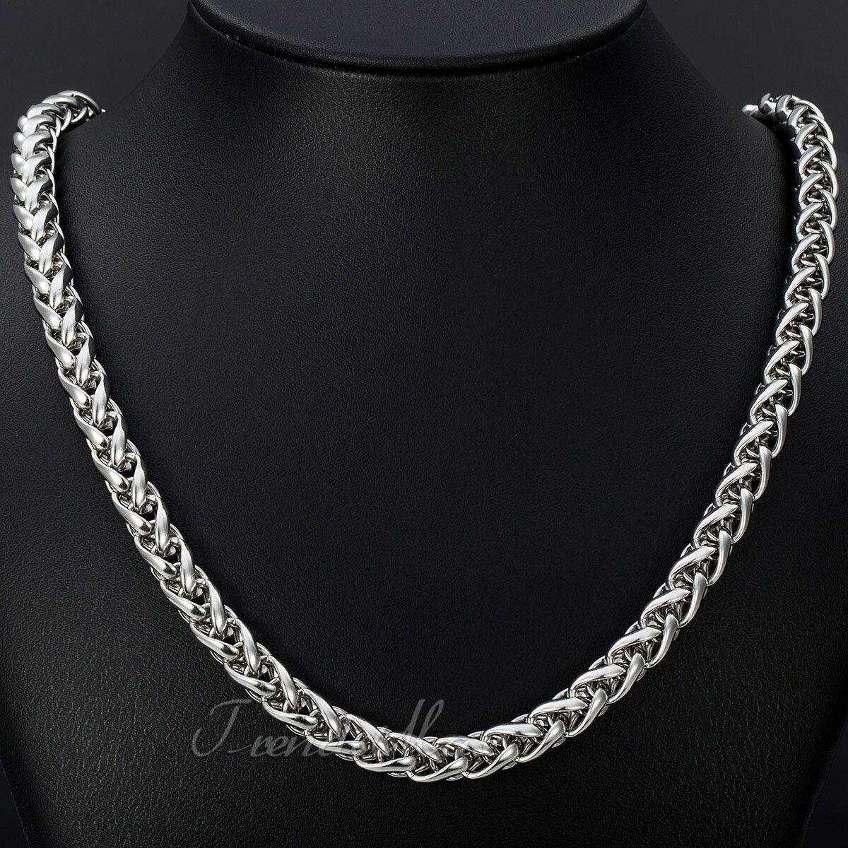 8mm Mens Braided Wheat Franco Necklace Stainless Steel Chain 22inch Link
