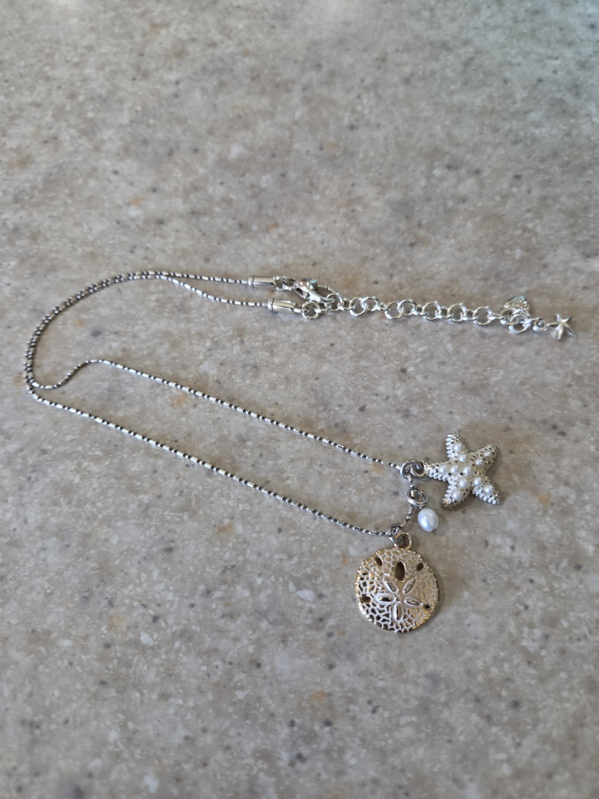 Brighton Necklace Cape Cod Starfish & Sand Dollar Retired Item 16″ Chain Coastal
