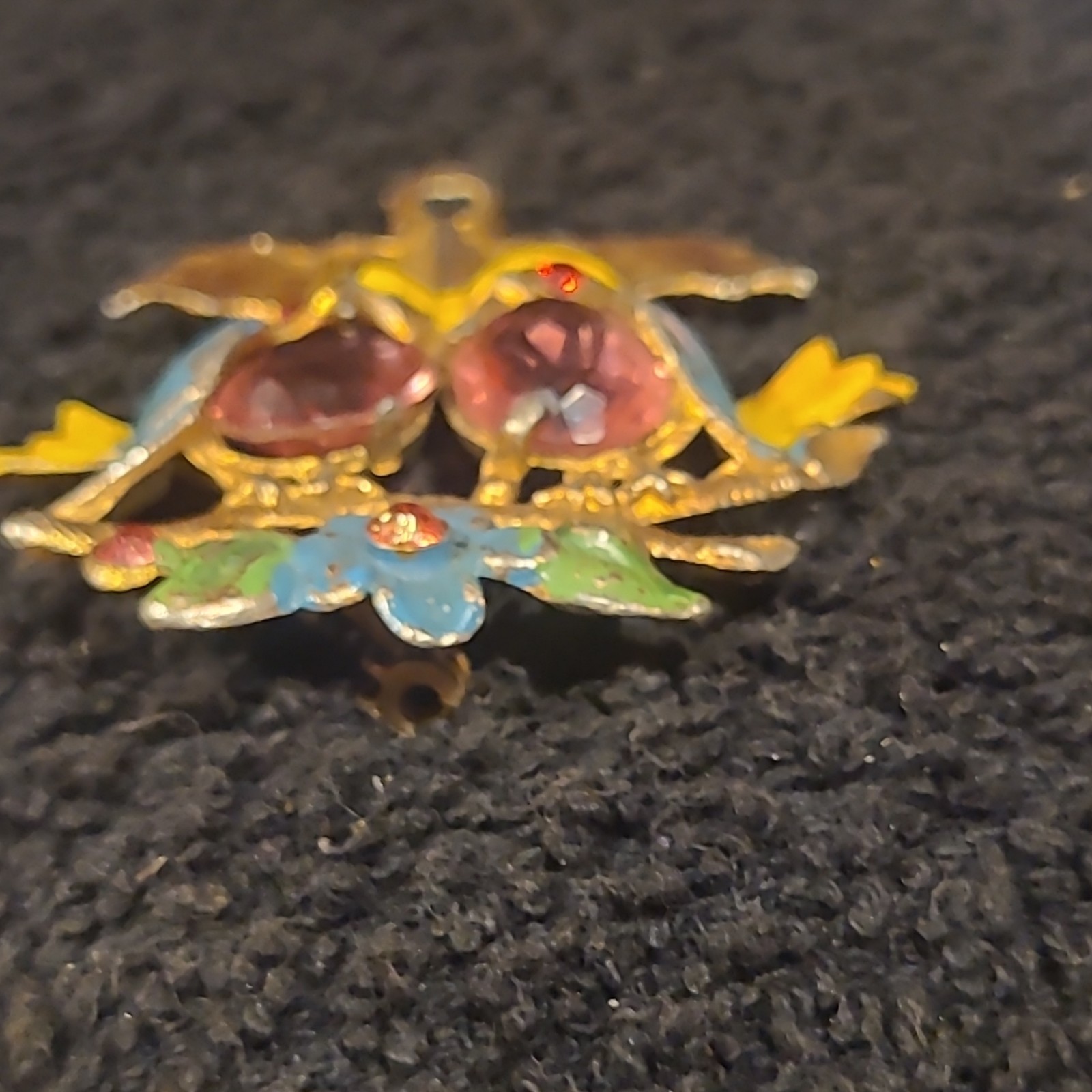 Vtg 1940s Fred Gray Love Birds Umbrella Jelly Belly Pendant Necklace Heirloom