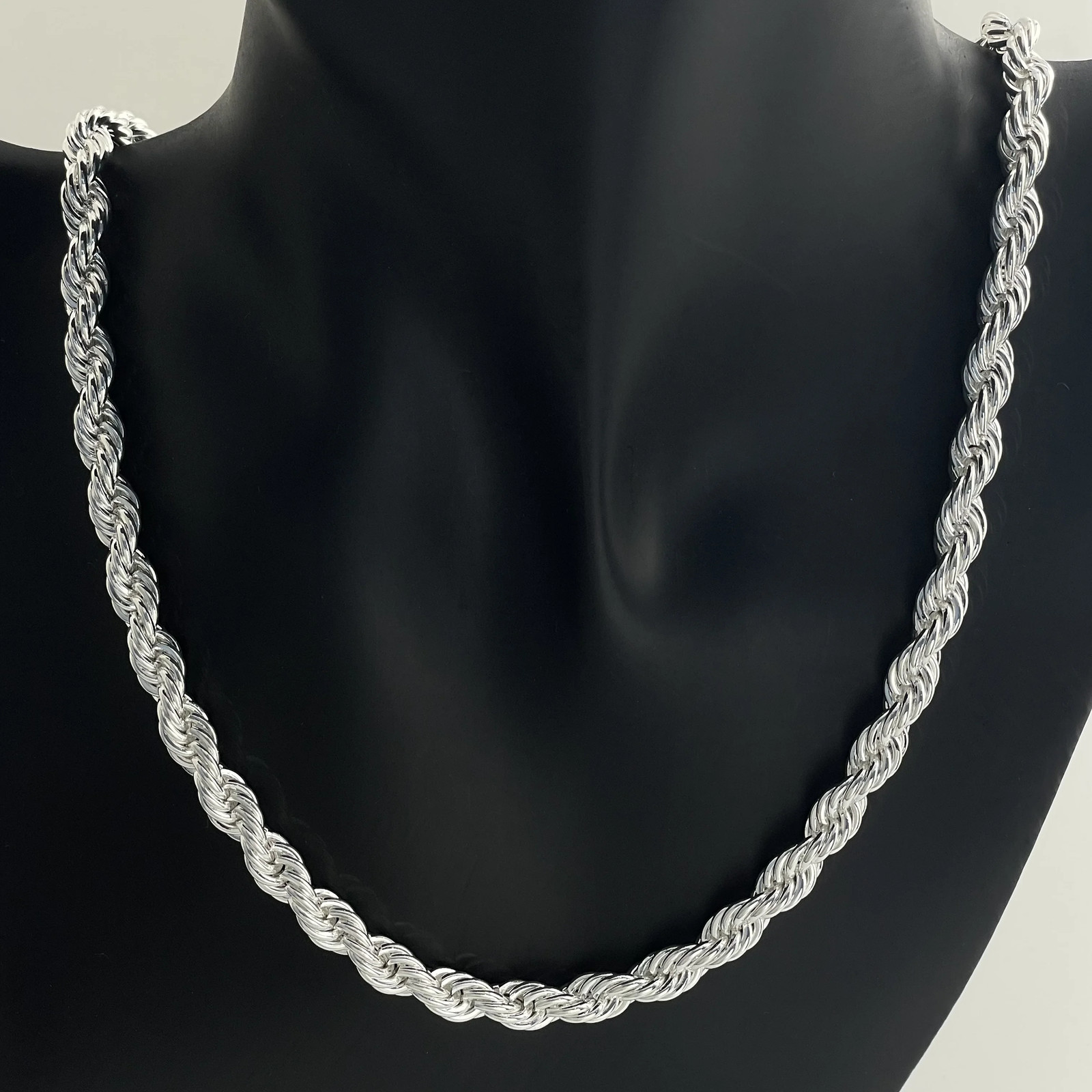 925 Sterling Silver 5/6/8MM 16-30 Inches Rope Chain Necklace For Men Women
