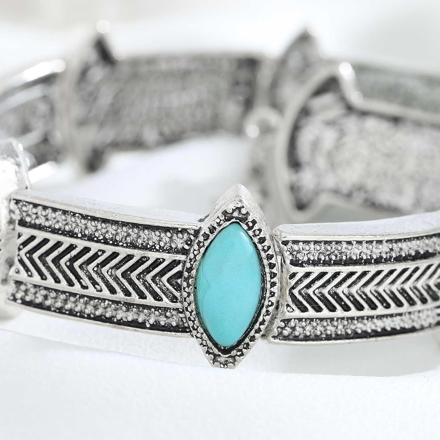 Turquoise Choker Necklace Women Boho Western Silver Tibetan Tribal Statement