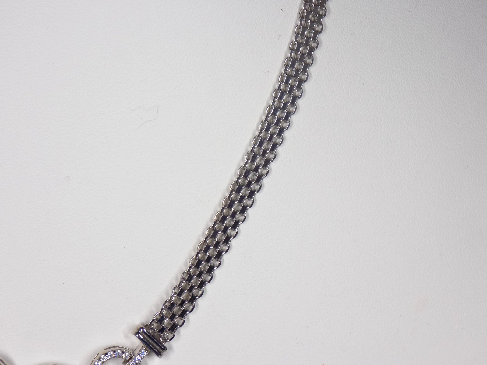 Cubic Zirconia Necklace 925 Sterling Silver Mesh White Colorless Circle Pendant