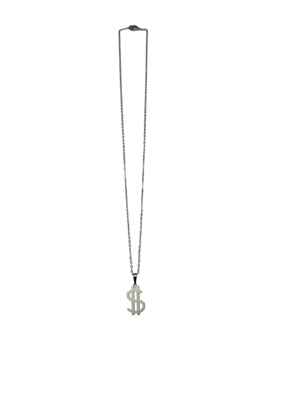 Dollar Sign Necklace Stainless Steel Pendant Chain Gold or Silver Tone Unisex