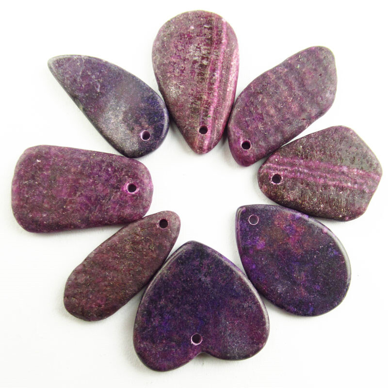 8Pcs 28x15x3mm/26x24x3mm Charoite Different Shapes Pendant Bead B39919