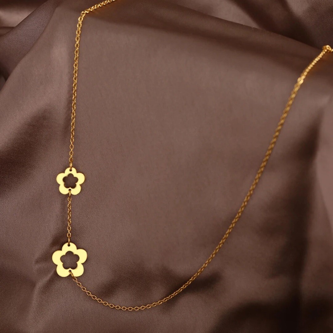 Collar para Mujer Dije de Flor Margarita Gargantilla de Acero Inoxidable Joyería