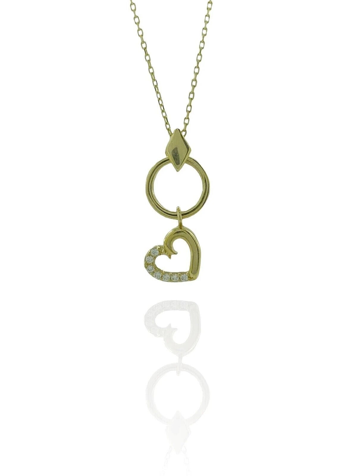 0.20Ct Round Cut Simulated Diamond Women’s Heart Pendant 14k Yellow Gold Plated