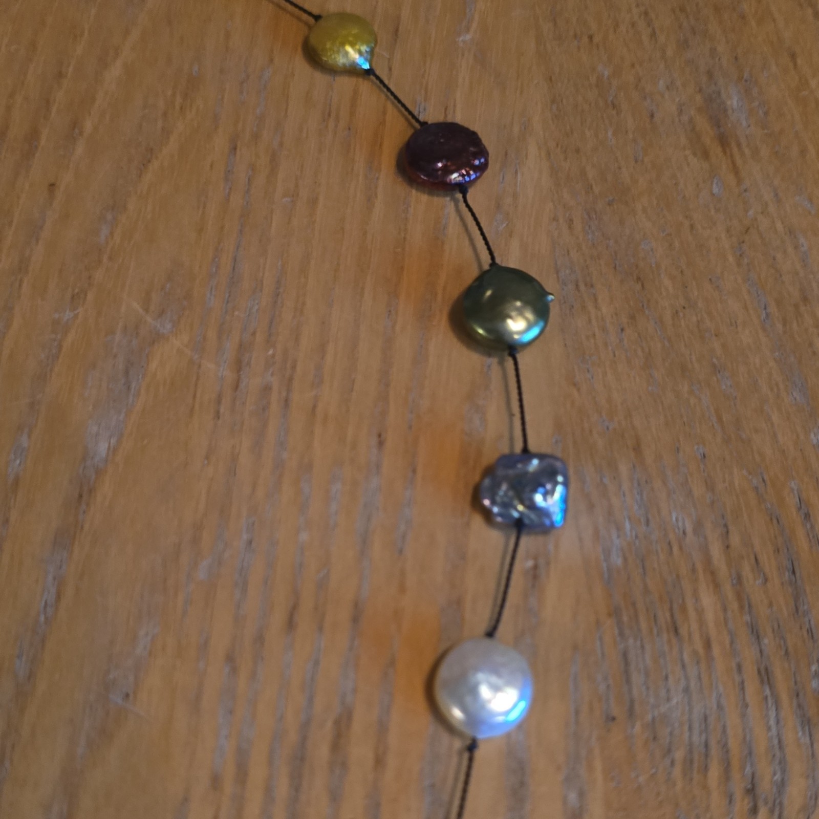 Multicolor Baroque Pearl Beaded Wire Chain Necklace 925 Spring Ring Clasp